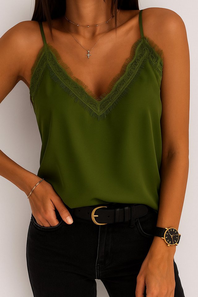 Worldclassca Trägertop Worldclassca Damen Trägertop mit Spitze Sommer Spaghetti Top Locker Trägertop mit Spitze - Sommer Top von Worldclassca