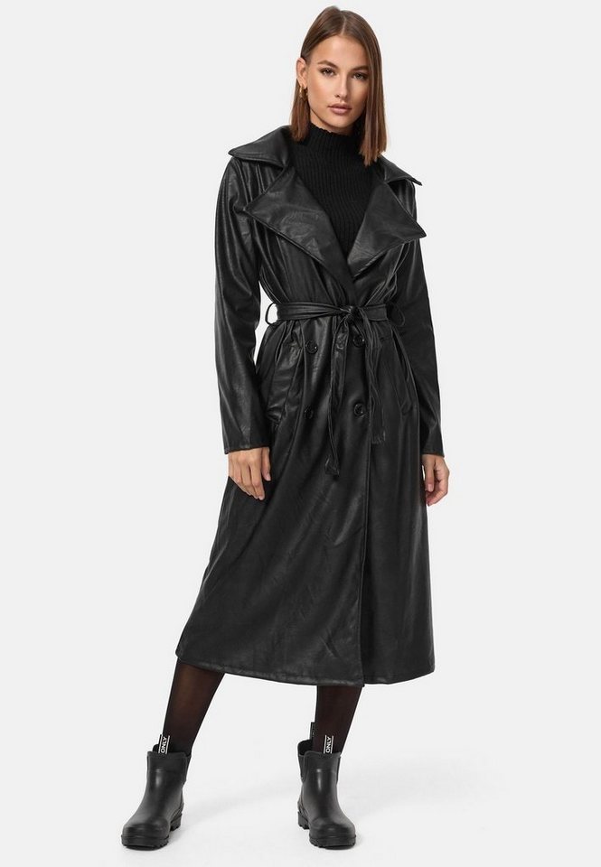Worldclassca Trenchcoat Worldclassca TRENCHCOAT Kunstleder Gürtel Reverskragen Mantel Schwarz Worldclassca Trenchcoat Worldclassca TRENCHCOAT Kunstleder Gürtel Reverskragen Mantel Schwarz von Worldclassca