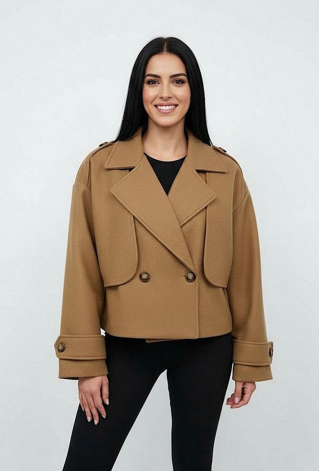 Worldclassca Trenchcoat Worldclassca Trenchcoat Crop Kurz Mantel Oversize Knopf Reverskragen Neue Kollektion - Stilvolle und gemütliche Mode für Damen von Worldclassca