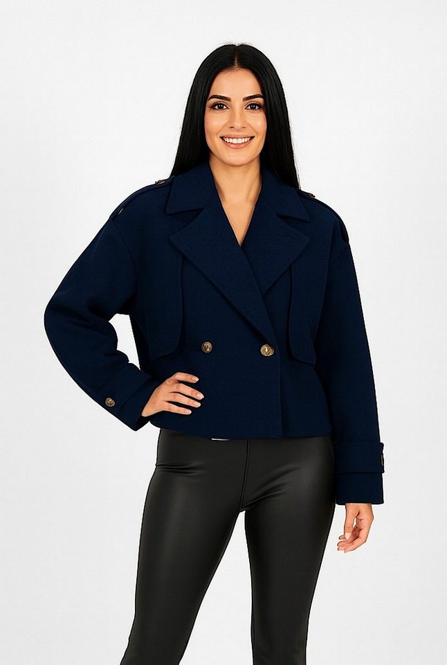 Worldclassca Trenchcoat Worldclassca Trenchcoat Crop Kurz Mantel Oversize Knopf Reverskragen Neue Kollektion - Stilvolle und gemütliche Mode für Damen von Worldclassca