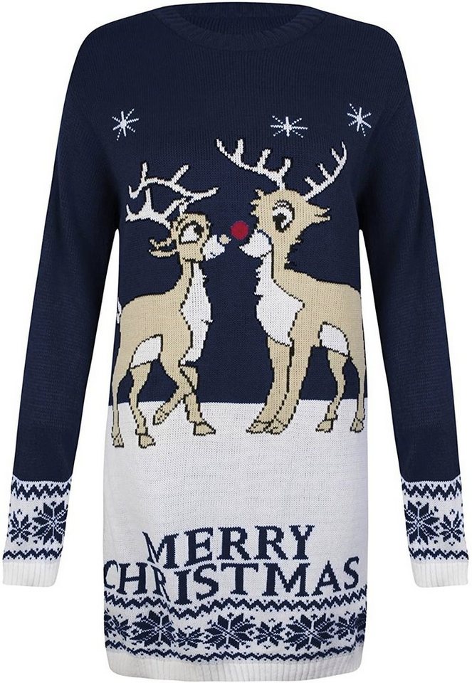 Worldclassca Weihnachtspullover Worldclassca Weihnachten Merry Christmas Sweater Damen Pullover Teenager Mädchen Pulli Weihnachtspullover Xmas Rudolph Rentier Rote Bommel Nase S-XXL von Worldclassca