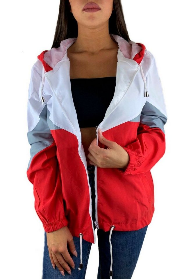 Worldclassca Windbreaker Worldclassca Damen Windbreaker Festival Jacke 90s Blouson Regen Kapuzenjacke Bomberjacke Sport Hoodie Übergangsjacke mit Reißverschluss Wasserabweisend XS-XL von Worldclassca