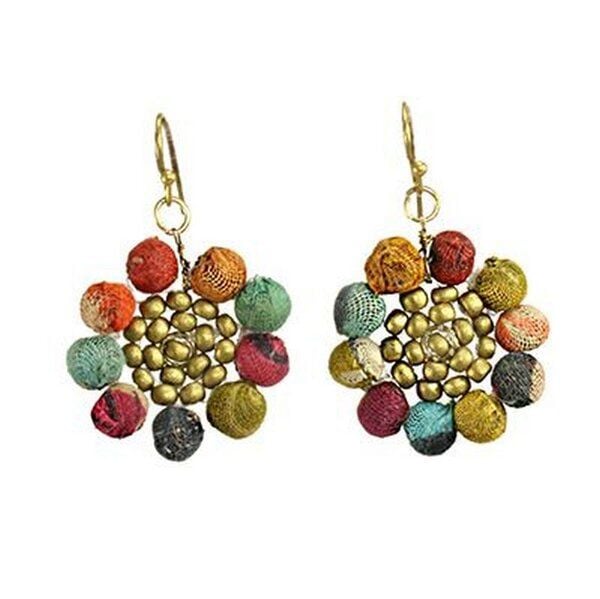 Worldfinds Kantha Ohrringe Sunflower von Worldfinds