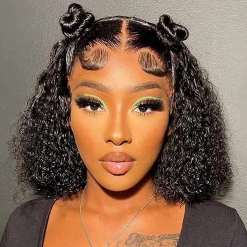 Worldnewhair 13x4 Glueless Bob Curly Lace Front Wigs Human Hair for Black Women 150% Density Mongolian HD Transparent Kinky Curly Lace Frontal Wig Pre Plucked Virgin Wet and Wave Worldnewhair 13x4 Glueless Bob Curly Lace Front Wigs Human Hair for Black Women 150% Density Mongolian HD Transparent Kinky Curly Lace Frontal Wig Pre Plucked Virgin Wet and Wave von Worldnewhair