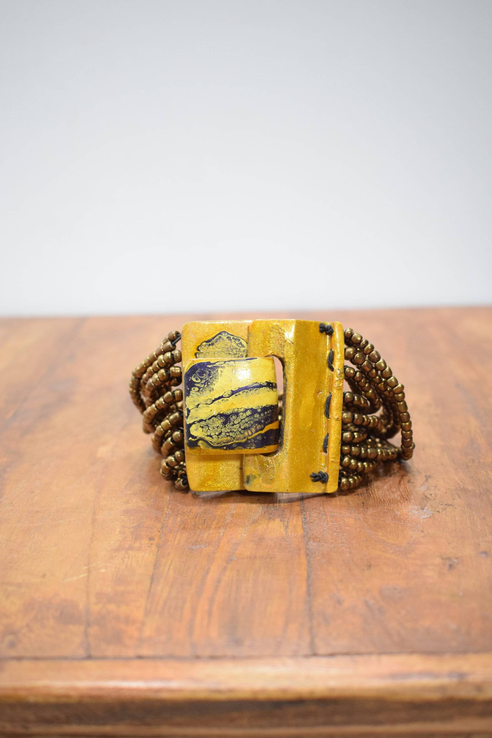 Armband Perlen Bronze Handbemalt Schnalle Verschluss von WorldofBacara