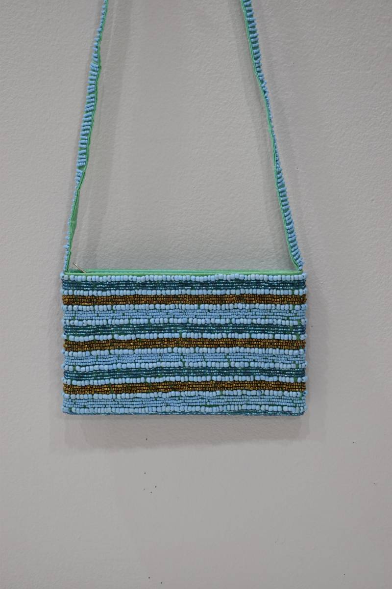 Geldbörse Perlen Blau Bronze Schultertasche von WorldofBacara