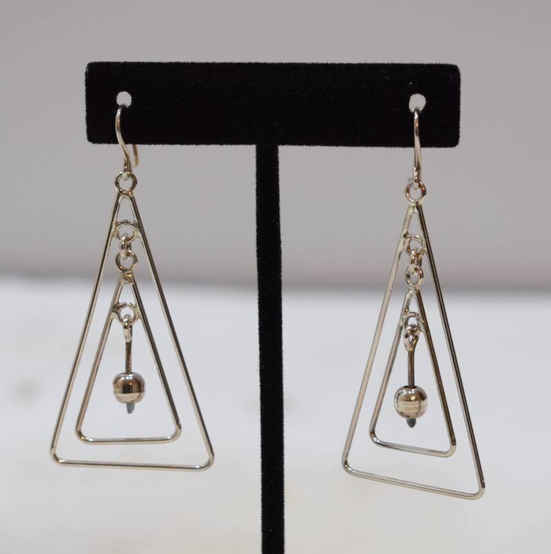 Ohrringe Sterling Silber Dreieck Tropfen von WorldofBacara