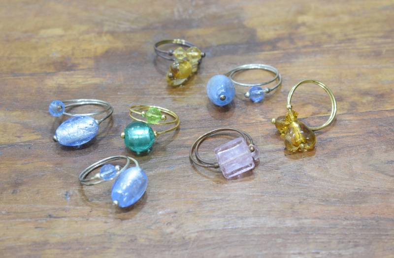 Ring Assorted Silver Leaf Glasperlen Ringe Verstellbar von WorldofBacara