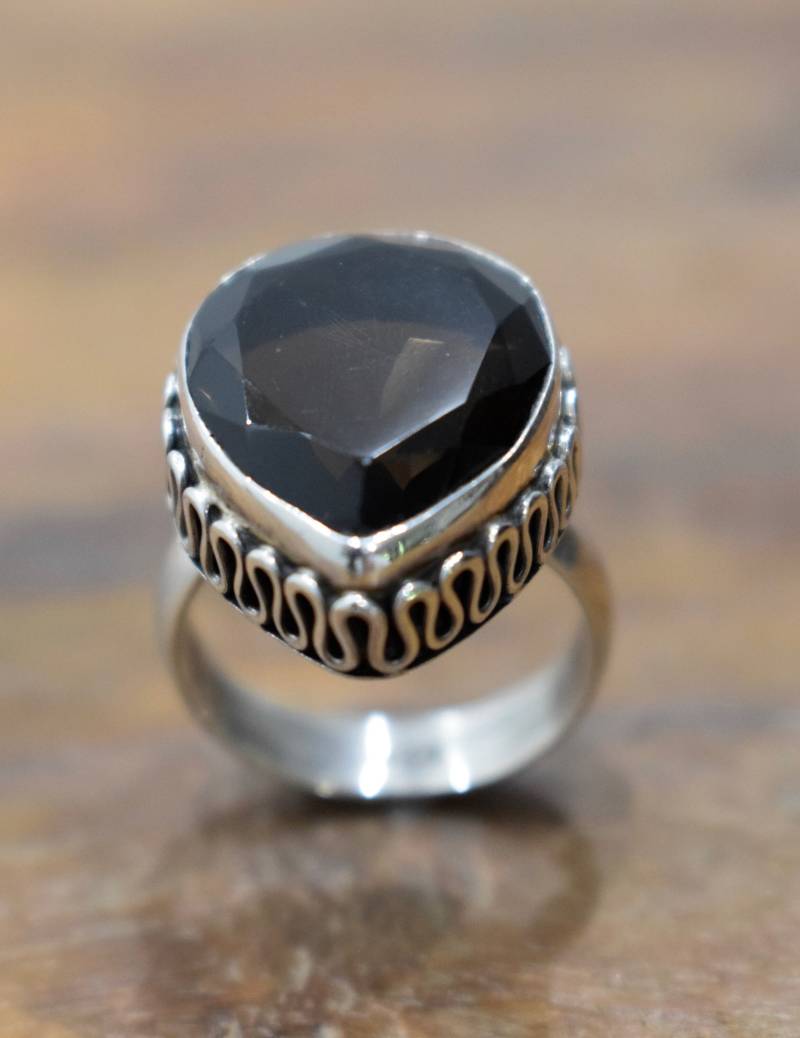 Ring Aus Sterlingsilber Smokey Topaz Teardrop Steinring von WorldofBacara
