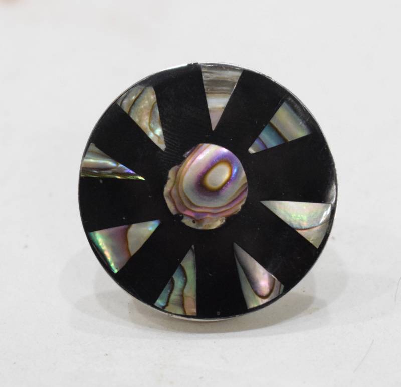 Ring Eingelegt Perlmutt Silber Einstellbar Indonesien von WorldofBacara