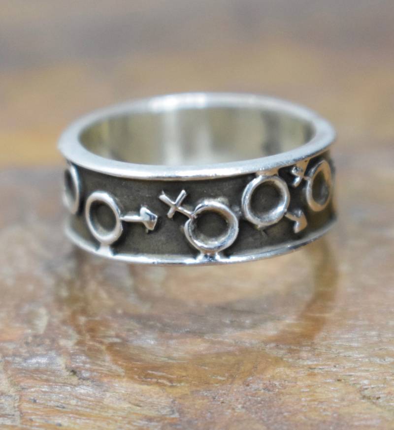 Ring Sterling Silber Geätzt Bandring von WorldofBacara