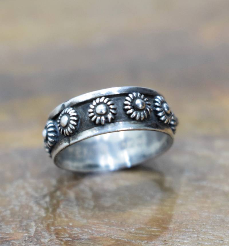Ring Sterling Silber Geätzt Bandring von WorldofBacara