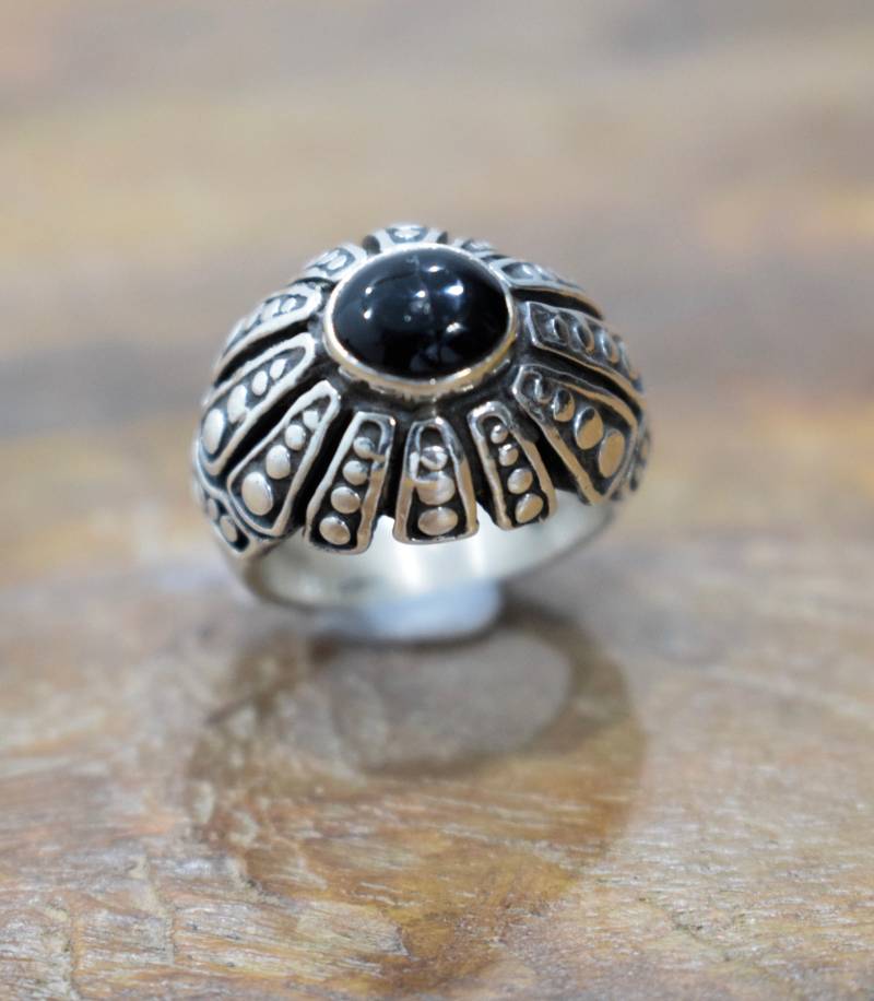 Ring Sterling Silber Schwarzer Onyx Kuppelring von WorldofBacara