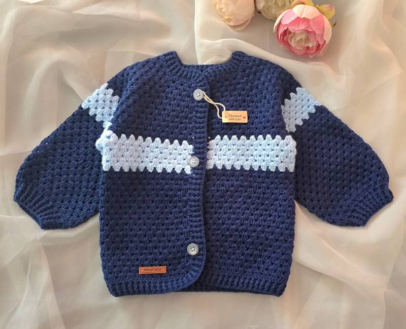 Hand Knitted Boys Cardigan, Blue Gift For Boys, Fashion, Handmade Hand Knitted Boys Cardigan, Blue Gift For Boys, Fashion, Handmade von WorldofKidsHandmade