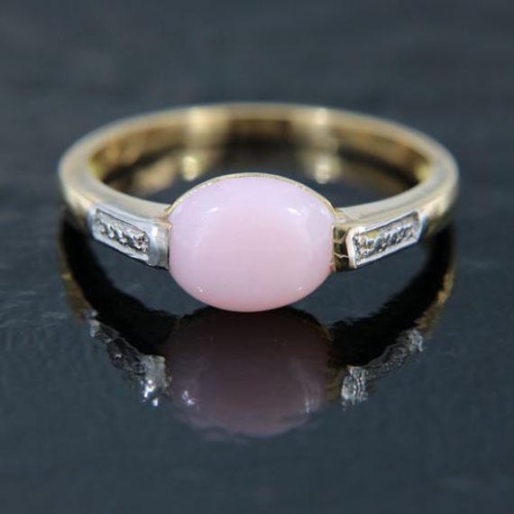 Natürlicher Pink Opal in Massivem 18K Gelbgold Ring, Ringgröße 7.25, Oktober Geburtsstein Ring Für Tochter, Freundin Geschenk von WorldofOpalsDE