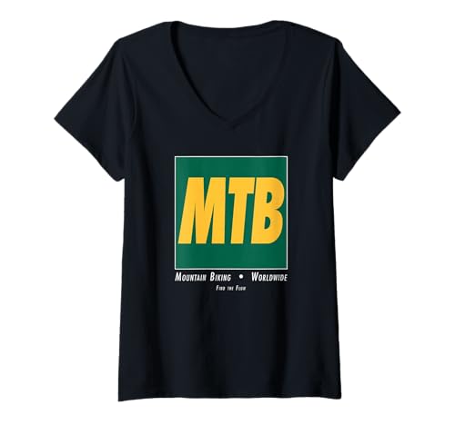 Damen MTB Mountainbiking Funny Biker Downhill Trail Art T-Shirt mit V-Ausschnitt Damen MTB Mountainbiking Funny Biker Downhill Trail Art T-Shirt mit V-Ausschnitt von Worldwide Mountain Biking