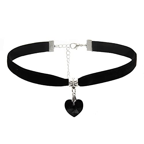 Halskette mit Anhänger, Choker-Halsketten, verstellbar, schickes Kunstleder, Vintage-Stil, Gothic-Stil, Samt-Halsreif für Damen, Schwarz von Worparsen