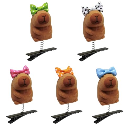 Worparsen 5er Cartoon-Clips Dimensionaler Capibara Haarclip für Kinder,Nette Tier Kinder Haarspange Niedliche Haarspangen für Mädchen Geburtstag (G) von Worparsen