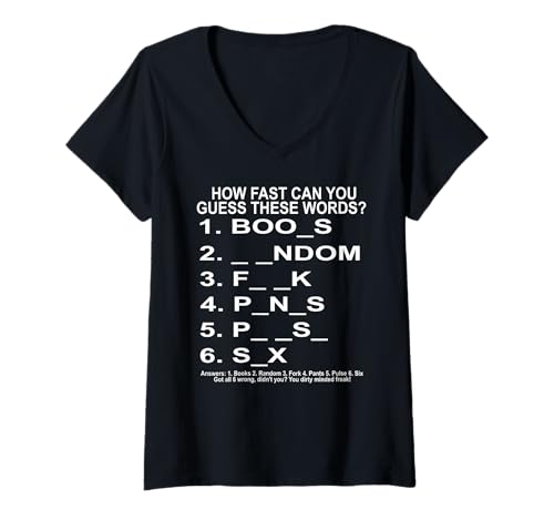 Damen Lustiges Wortquiz Scherz Clevere Gedanken T-Shirt mit V-Ausschnitt Damen Lustiges Wortquiz Scherz Clevere Gedanken T-Shirt mit V-Ausschnitt von Wortspiel Rätselfreunde Quizliebhaber