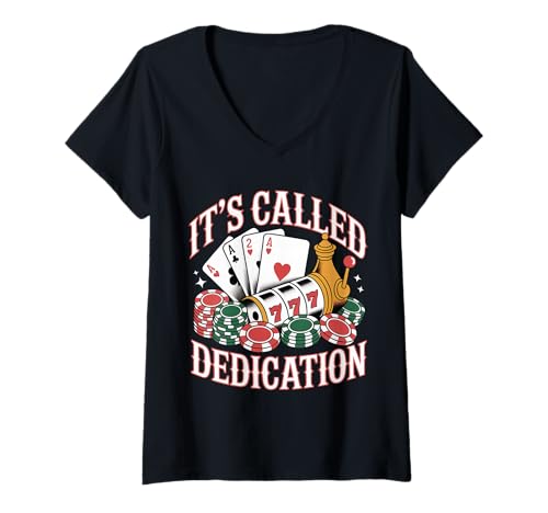 Damen It's Called Dedication Gambling Poker Casino Mindset |- T-Shirt mit V-Ausschnitt Damen It's Called Dedication Gambling Poker Casino Mindset |- T-Shirt mit V-Ausschnitt von Wortspiele wettbewerbsfähige Glücksspiele