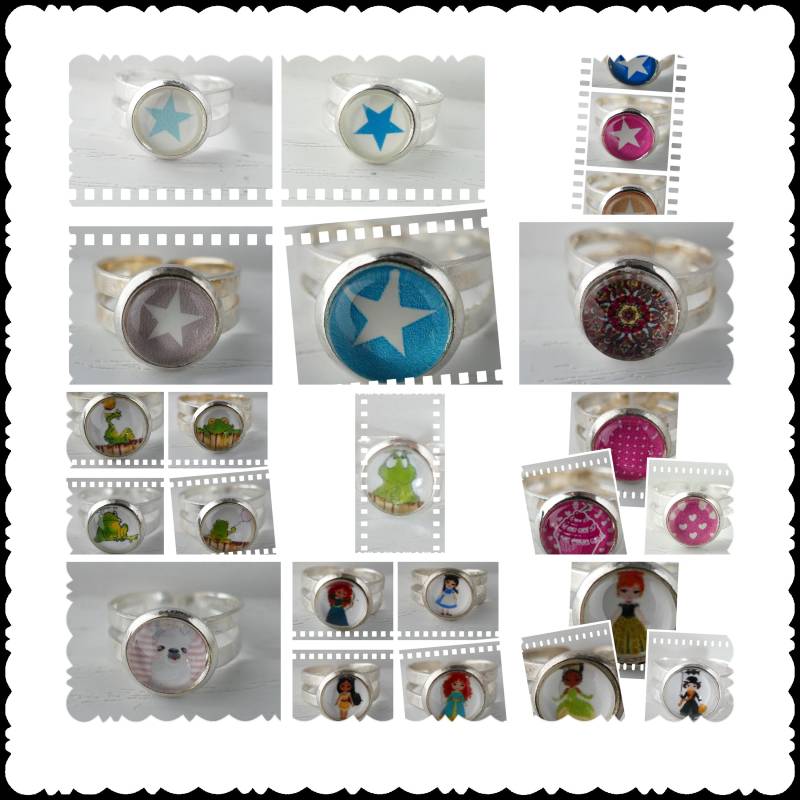 1 Kinderring Mit 8 Mm Mini-Cabochon Verschiedene Motive von WoschisRegenbogen