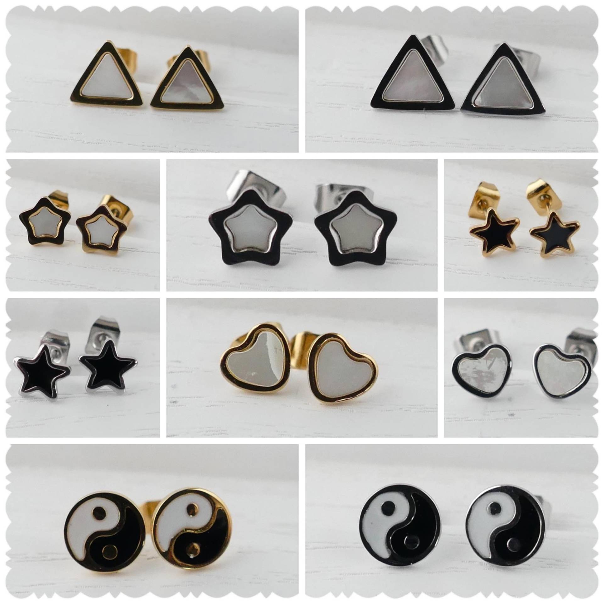 1 Paar Mini-Ohrstecker Edelstahl Mit Perlmutt Oder Enamel 1 Paar Mini-Ohrstecker Edelstahl Mit Perlmutt Oder Enamel von WoschisRegenbogen