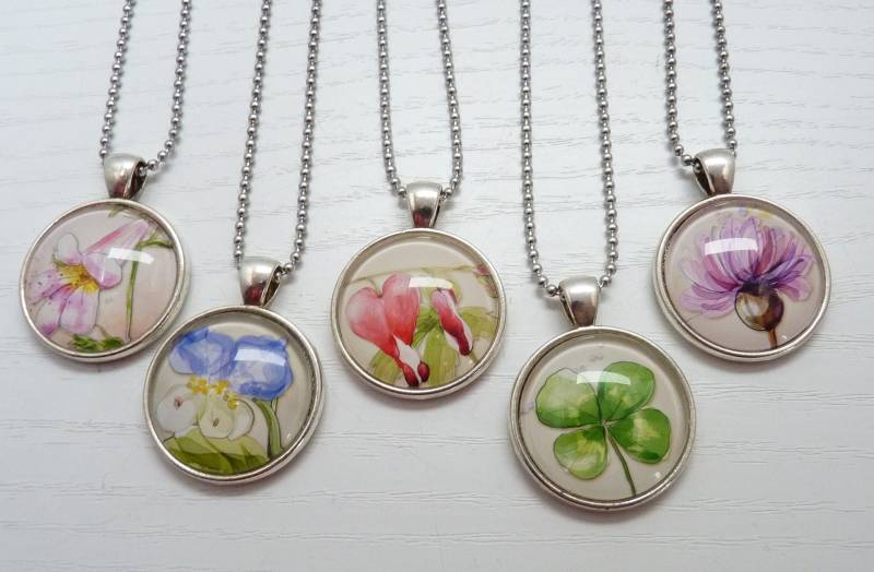 Halskette "Blumenbild" - 5 Motive Zur Auswahl von WoschisRegenbogen