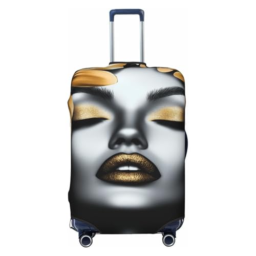 Beautiful Woman Golden Flower Black Elastic Travel Luggage Covers Dustproof Scratch-Resistant Suitcase Protector Fit 22-24 Inch von Woshuwo