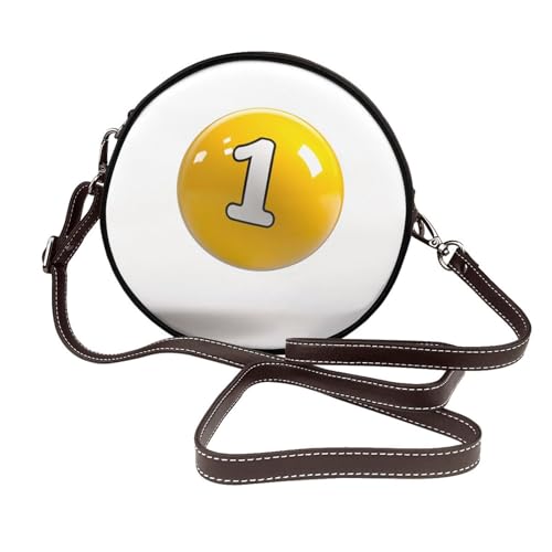 Billiard Ball Nummer 2 Damen Runde Umhängetasche Leder Sling Bag Geldbörse von Woshuwo