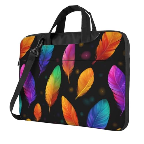 Bunte Federn, schwimmende Laptoptasche, Laptoptasche, 39,6 cm (15,6 Zoll), gepolsterte Hülle für Damen und Herren von Woshuwo