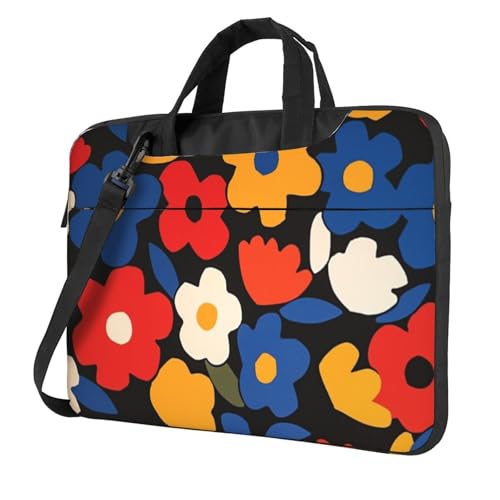 Bunte und verspielte Laptoptasche mit Blumenmuster, 39,6 cm (15,6 Zoll), gepolsterte Hülle für Damen und Herren von Woshuwo
