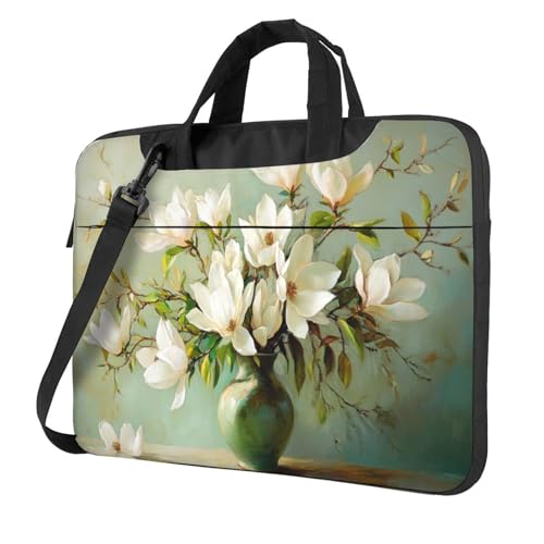 Chinese Aesthetics Laptoptasche mit Magnolien-Blumen, 39,6 cm (15,6 Zoll), gepolsterte Hülle für Damen und Herren von Woshuwo