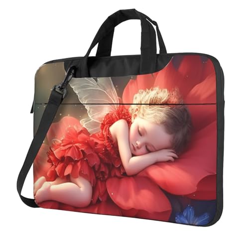 Fairy Sleeping On Giant Flower Laptoptasche Laptoptasche 39,6 cm (15,6 Zoll), gepolsterte Hülle für Damen und Herren von Woshuwo
