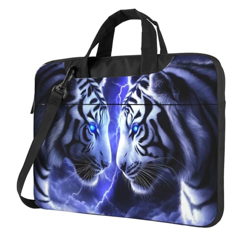 Fantasy Art Laptoptasche mit zwei blauäugigen Tigern, 39,6 cm (15,6 Zoll), gepolsterte Hülle für Damen und Herren von Woshuwo