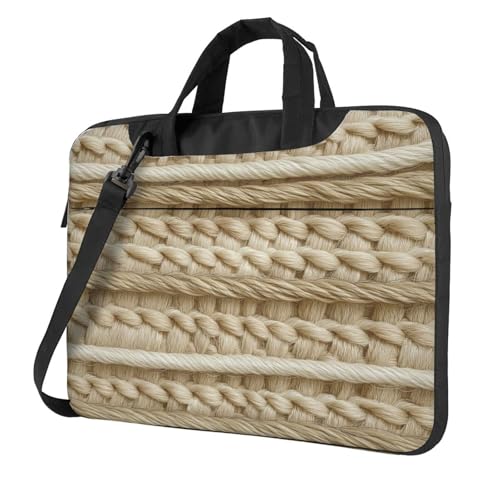 Gewebte Laptoptasche, Laptoptasche, 39,6 cm (15,6 Zoll), gepolsterte Hülle für Damen und Herren, Beige von Woshuwo