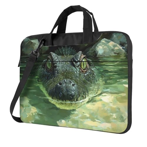 Große Krokodilkopf-Laptop-Tasche, Laptoptasche, 39,6 cm (15,6 Zoll), gepolsterte Hülle für Damen und Herren von Woshuwo