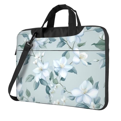 Jasmine Flowers in Blassblau Laptoptasche Laptoptasche 15,6 Zoll Computertasche gepolsterte Hülle für Damen und Herren von Woshuwo