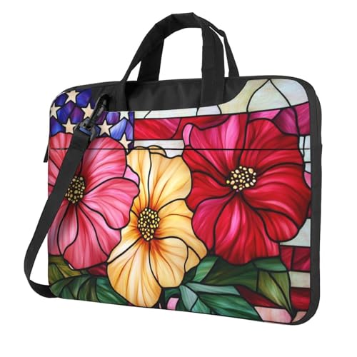 Laptoptasche, Laptoptasche, 39,6 cm (15,6 Zoll), gepolsterte Hülle für Damen und Herren, Buntglas mit amerikanischer Flagge von Woshuwo