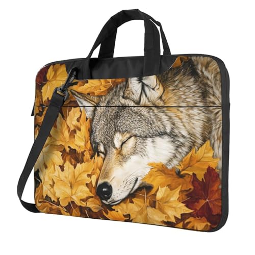 Laptoptasche, Laptoptasche, 39,6 cm (15,6 Zoll), gepolsterte Hülle für Damen und Herren, Motiv: grauer Wolf von Woshuwo