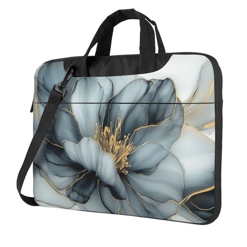 Laptoptasche, Laptoptasche, 39,6 cm (15,6 Zoll), gepolsterte Hülle für Damen und Herren, mit Blumenmuster, goldfarben von Woshuwo