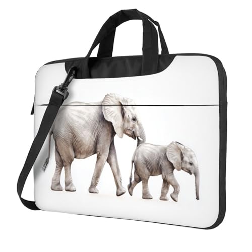 Laptoptasche mit 2 Elefanten, 39,6 cm (15,6 Zoll), gepolsterte Hülle für Damen und Herren von Woshuwo
