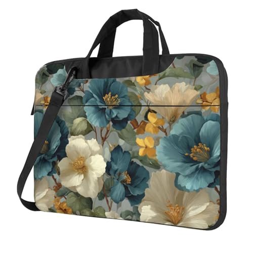 Laptoptasche mit Blumenmuster und Blättern, 39,6 cm (15,6 Zoll), gepolsterte Hülle für Damen und Herren von Woshuwo