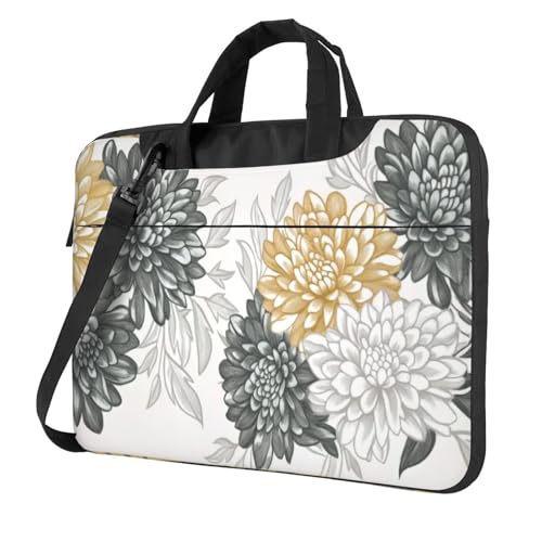 Laptoptasche mit Chrysanthemen-Blumen, 39,6 cm (15,6 Zoll), gepolsterte Hülle für Damen und Herren von Woshuwo