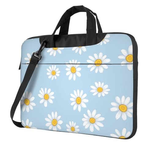 Laptoptasche mit Gänseblümchenmuster auf hellblauem Design, 39,6 cm (15,6 Zoll), gepolsterte Hülle für Damen und Herren von Woshuwo