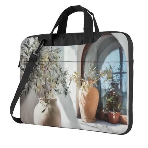 Laptoptasche mit Olivenbaum in Vasen, 39,6 cm (15,6 Zoll), gepolsterte Hülle für Damen und Herren von Woshuwo