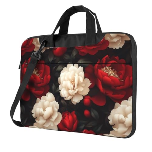 Laptoptasche mit Pfingstrosen-Blumen, 39,6 cm (15,6 Zoll), gepolsterte Hülle für Damen und Herren von Woshuwo