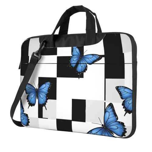 Laptoptasche mit Schmetterlingen, 39,6 cm (15,6 Zoll), gepolsterte Hülle für Damen und Herren, Blau von Woshuwo