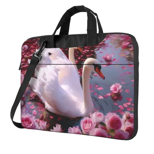 Laptoptasche mit Schwänen im See, 39,6 cm (15,6 Zoll), gepolsterte Hülle für Damen und Herren, 1 Paar von Woshuwo