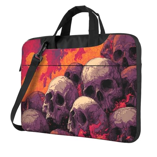 Laptoptasche mit Totenköpfen und Flammen und Feuer, 39,6 cm (15,6 Zoll), gepolsterte Hülle für Damen und Herren von Woshuwo