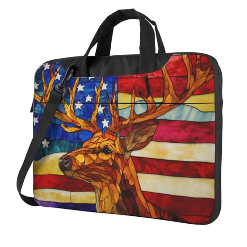 Laptoptasche mit amerikanischer Flagge, Buntglas, 39,6 cm (15,6 Zoll), gepolsterte Hülle für Damen und Herren von Woshuwo